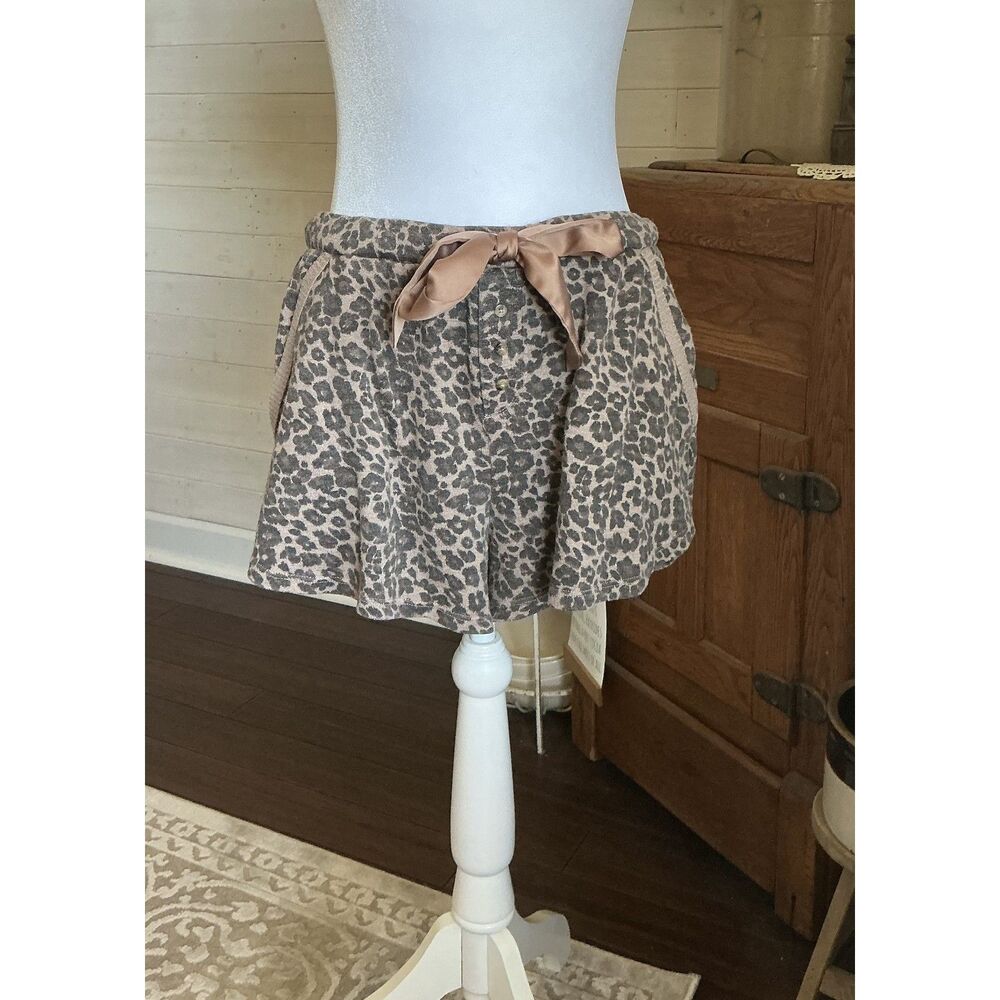 Abercrombie & Fitch Leopard Animal Print Lounge Shorts Cozy Women's Medium Y2K